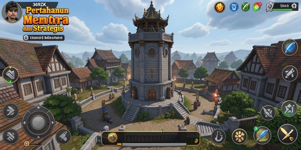 Tangkapan layar menunjukkan aksi gameplay di 369ZK dengan menara yang berfungsi.