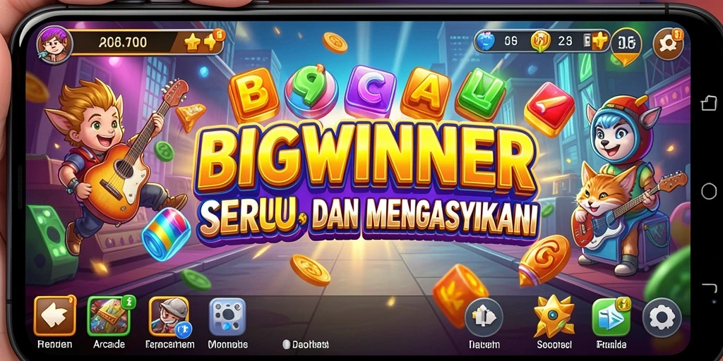 Tangkapan layar dari gameplay menegangkan BIGWINNER di layar.