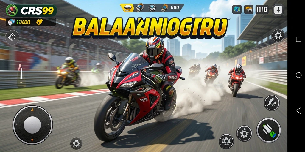 Tampilan gameplay mendebarkan dari balapan motor di CRS99.