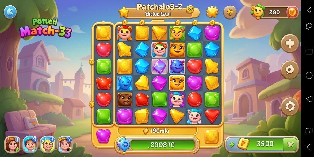 Screenshot gameplay D06 yang menunjukkan aksi seru mencocokkan elemen Match-3.