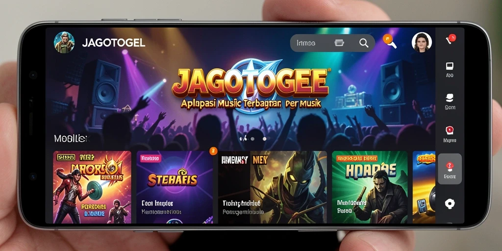 Tampilan utama <strong>JAGOTOGEL</strong> dengan berbagai pilihan lagu dan playlist.