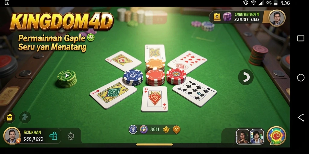 Tampilan gameplay seru permainan Gaple di KINGDOM4D.