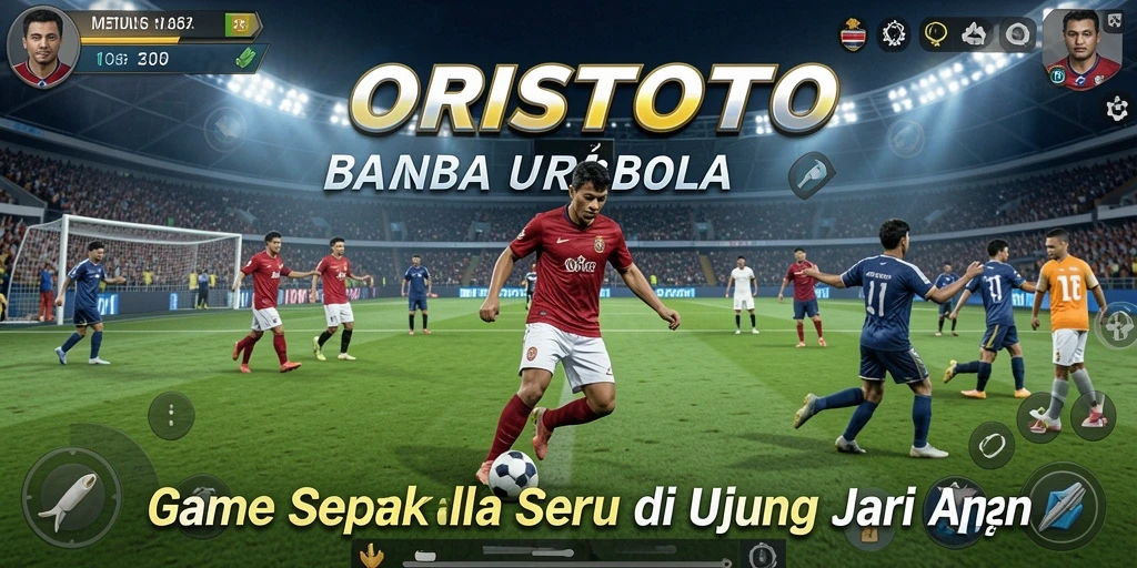 Tampilan gameplay ORISTOTO yang memukau saat pertandingan sepak bola berlangsung.