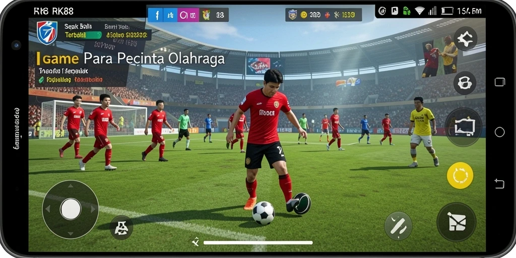 Tampilan gameplay mendebarkan di RK88 dengan aksi sepak bola yang intens.