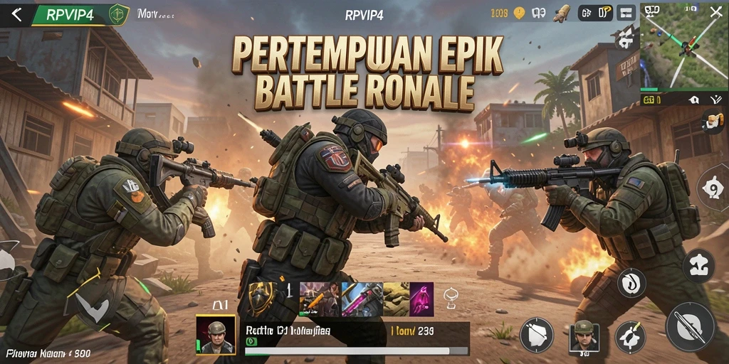 Tampilan gameplay intens dalam pertarungan Battle Royale RPVIP4.