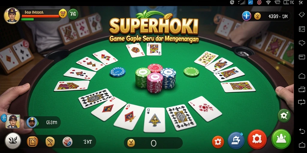 Tampilan gameplay SUPERHOKI yang menarik saat bermain Gaple.