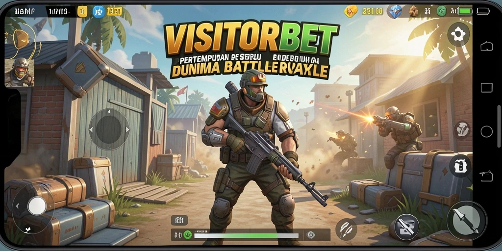 Screenshot gameplay seru VISITORBET dalam pertempuran Battle Royale.