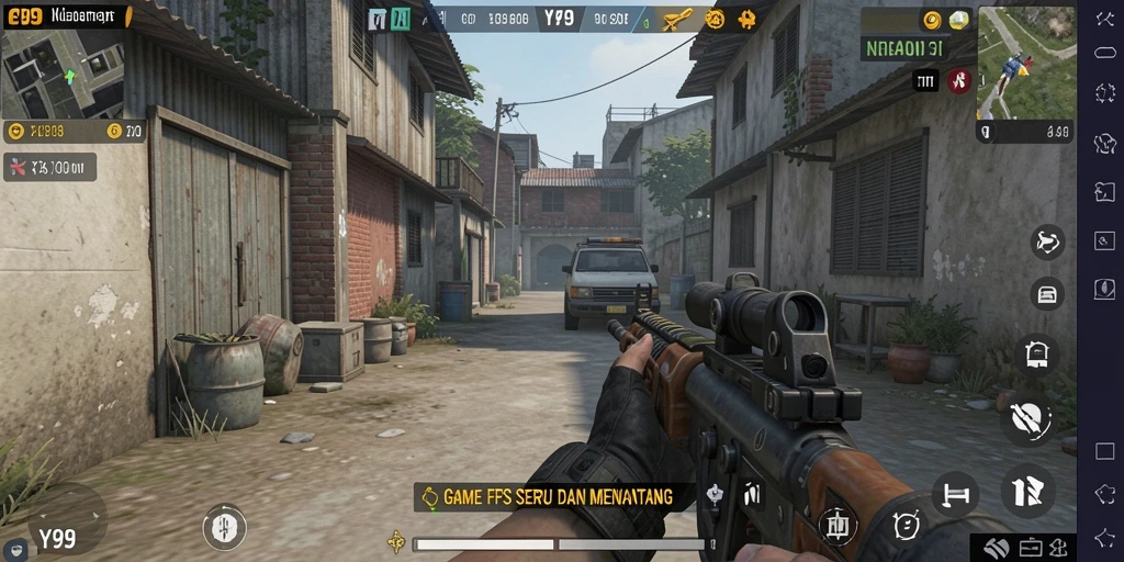 Tangkapan layar Y89 dengan aksi gameplay intens FPS.